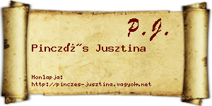 Pinczés Jusztina névjegykártya