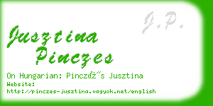 jusztina pinczes business card